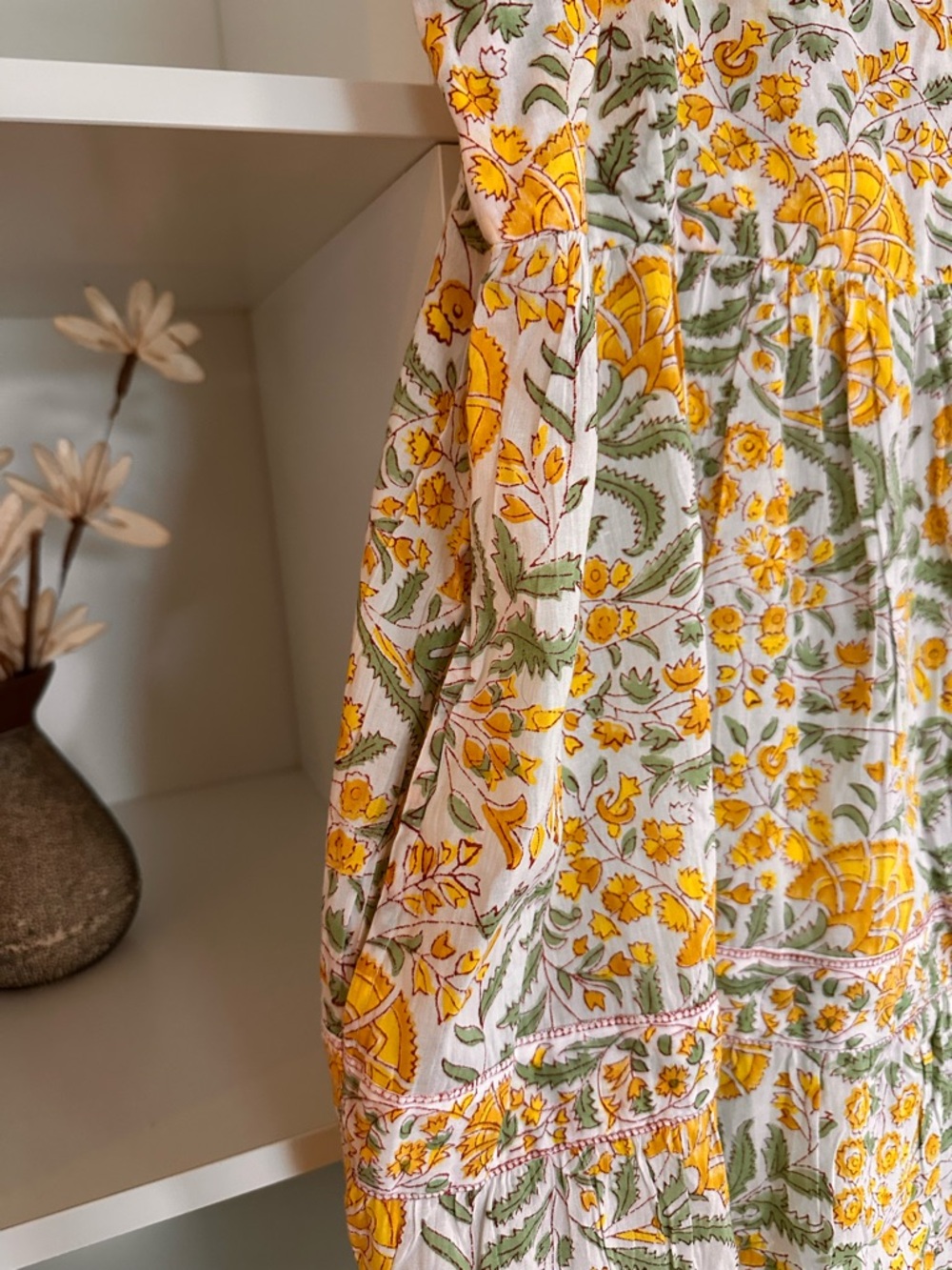 Shade Amour Mason Floral Midi Dress Color Mari Gold Fields NWT - Picture 2 of 8